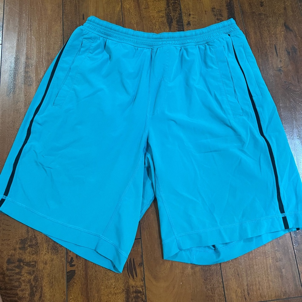 Lululemon Men’s Shorts Pace Breaker 7” Lined Drawstring Teal Blue Sz L Athletic